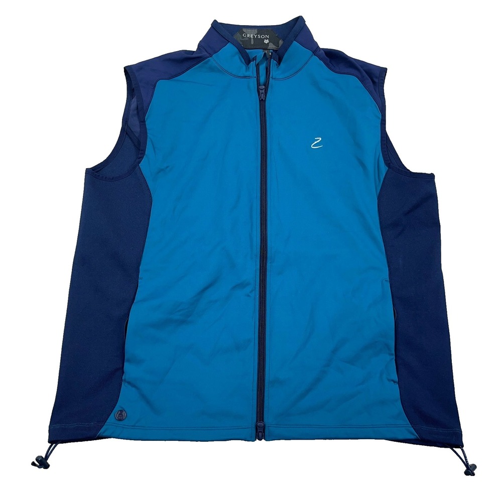 Greyson Vest Men XL Blue Teal Full Zip Golf‎ Jacket Performance Wicking Adult